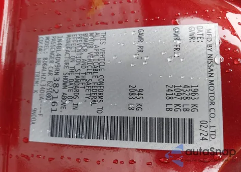 2024 Nissan Altima Sv Fwd из США, поврежденный, VIN 1N4BL4DV9RN382161